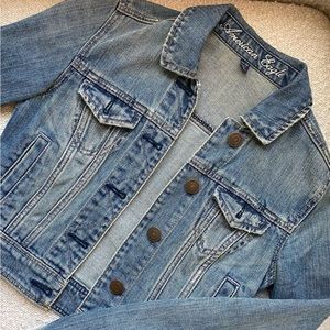 American Eagle 100% Cotton Cropped Jean Jacket XXS